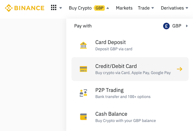 Binance credit card