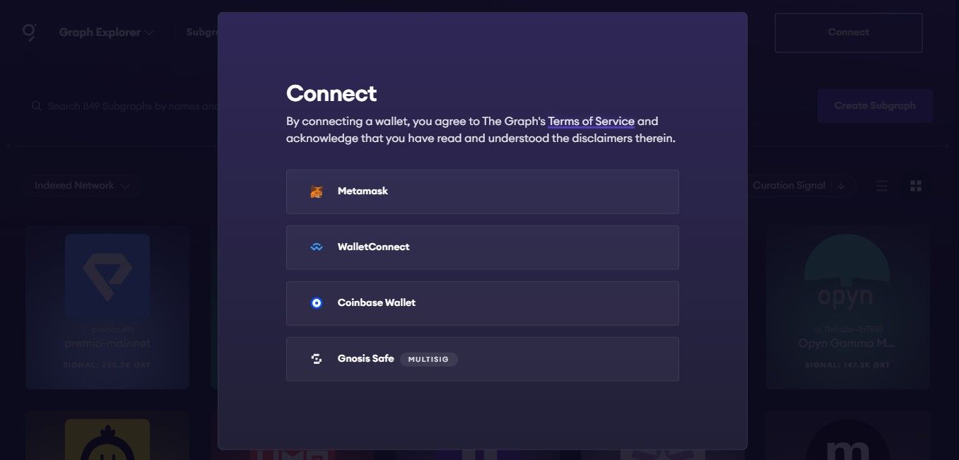 Connect Wallet On The Graph Explorer