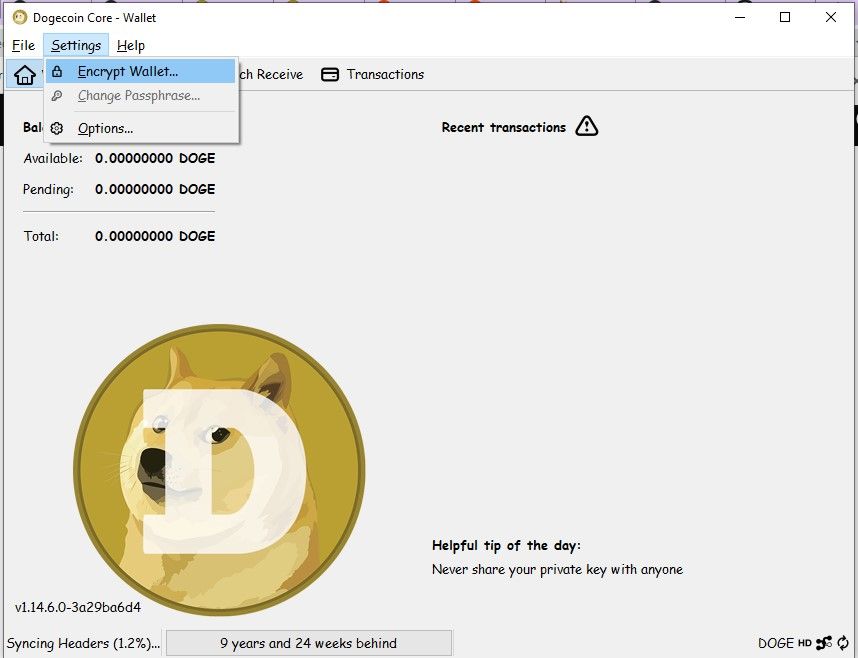 Encrypt Dogecoin Wallet