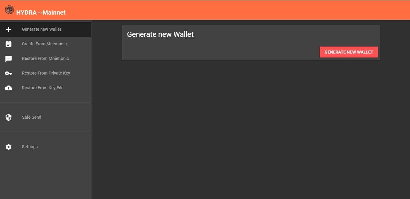 Generate Wallet On Hydra Mainnet