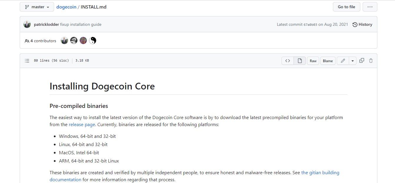 Install Dogecoin Core