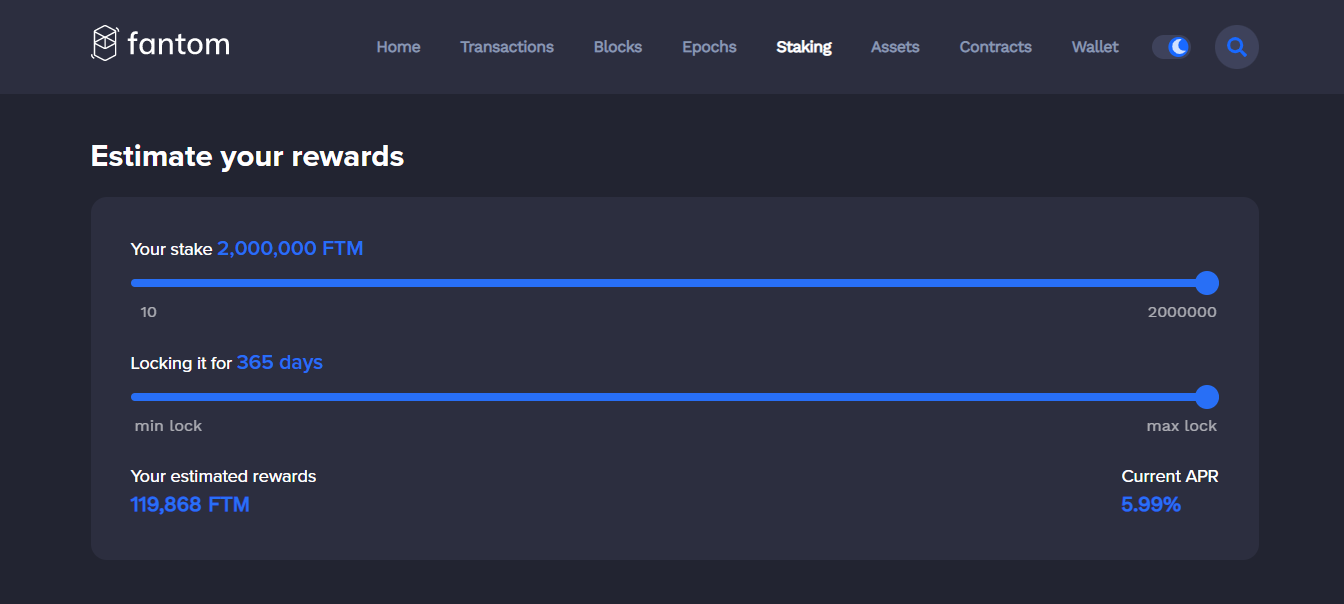 Fantom Staking Calculator