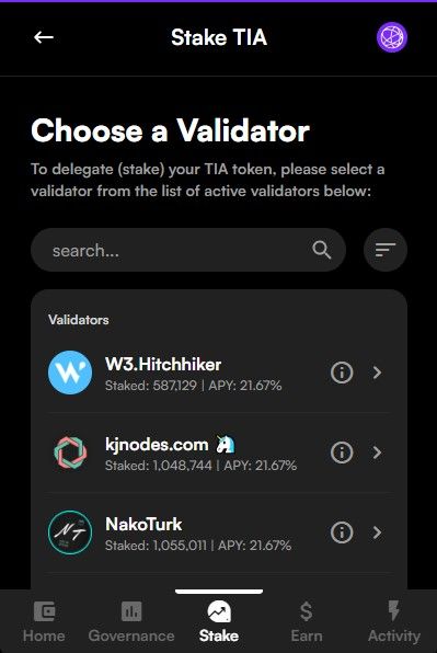 How to Stake Celestia ($TIA) with Validators