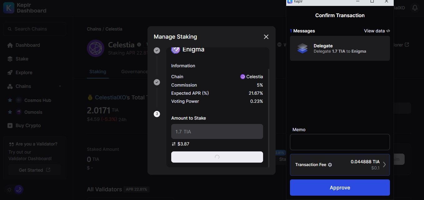 How to Stake Celestia ($TIA) with Validators