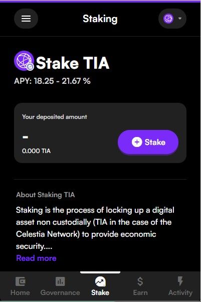 Staking TIA with Leap Wallet